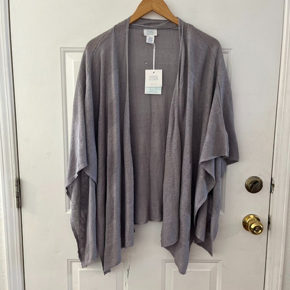 Sigrid Olsen Woman's Gray 100% Linen Open-Front W… - image 2